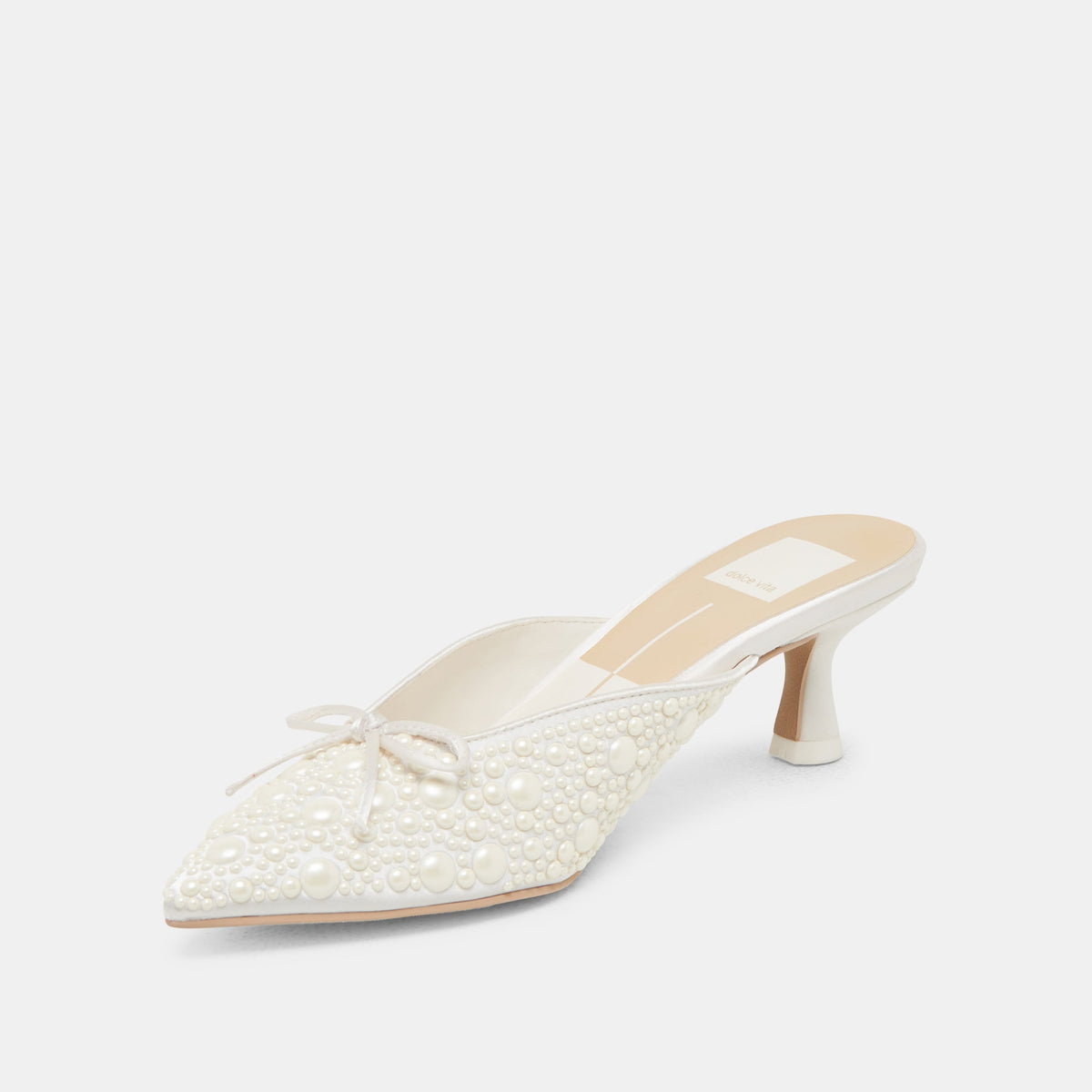 Dolce Vita CLAYTN PEARL HEELS TRUE WHITE SATIN