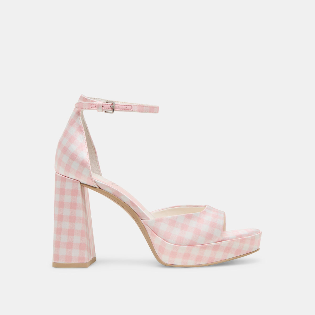 Dolce Vita Pandro X Byrdie Golf Pink Plaid Gingham Wide Heels