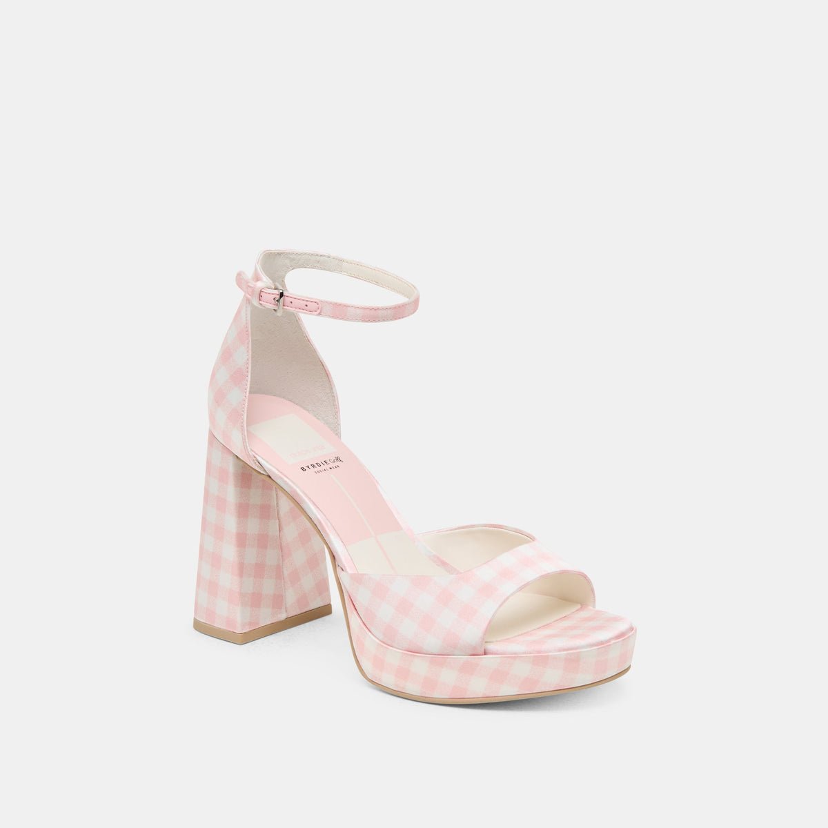 Dolce Vita Pandro X Byrdie Golf Pink Plaid Gingham Wide Heels