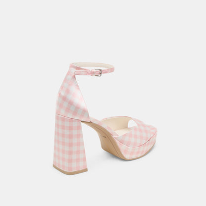 Dolce Vita Pandro X Byrdie Golf Pink Plaid Gingham Wide Heels