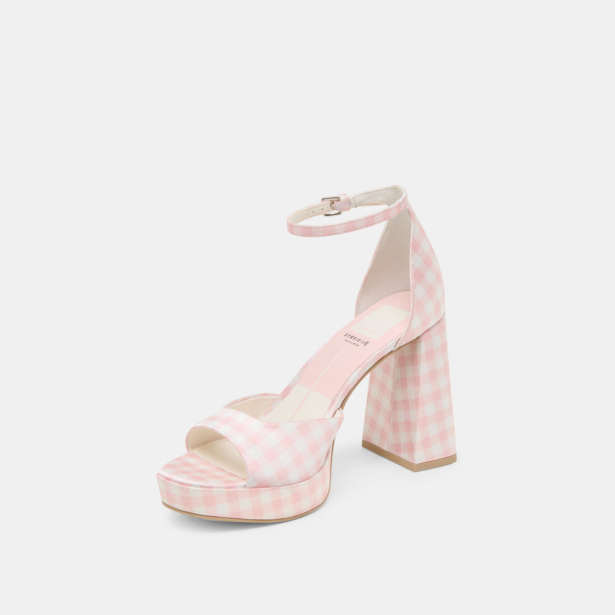 Dolce Vita Pandro X Byrdie Golf Pink Plaid Gingham Wide Heels