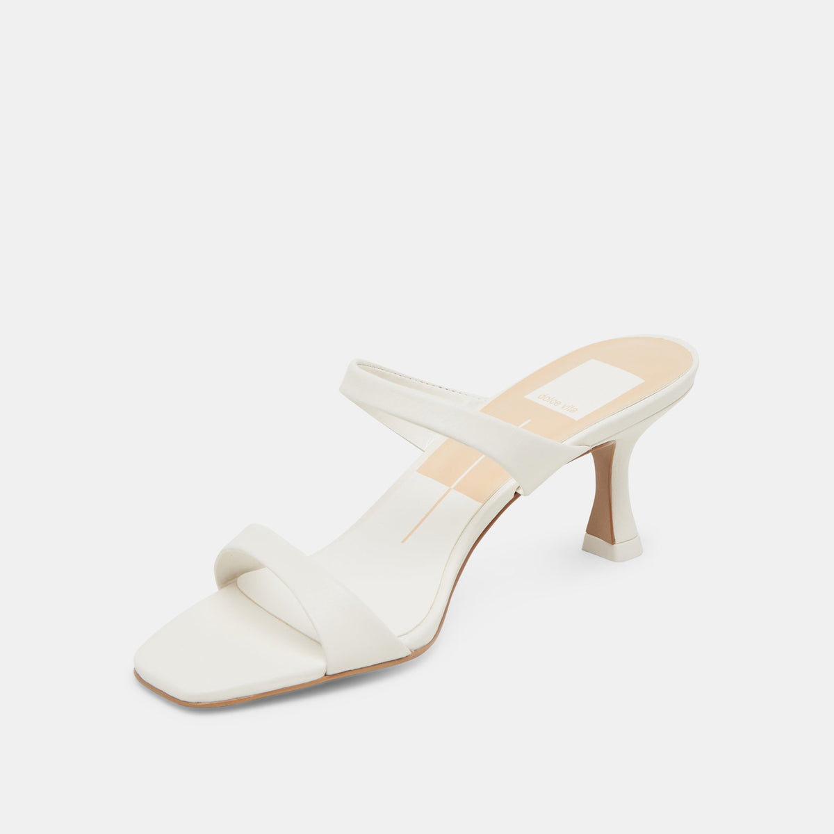 Dolce Vita Genora Wide White Leather Heels