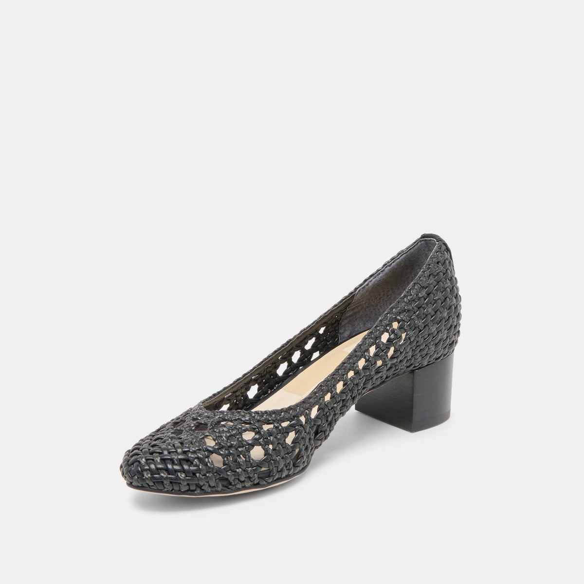 Dolce Vita Lula Black Woven Raffia Heels