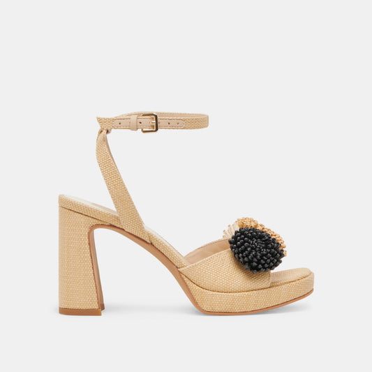 Dolce Vita OLIVEA HEELS BLACK NATURAL RAFFIA