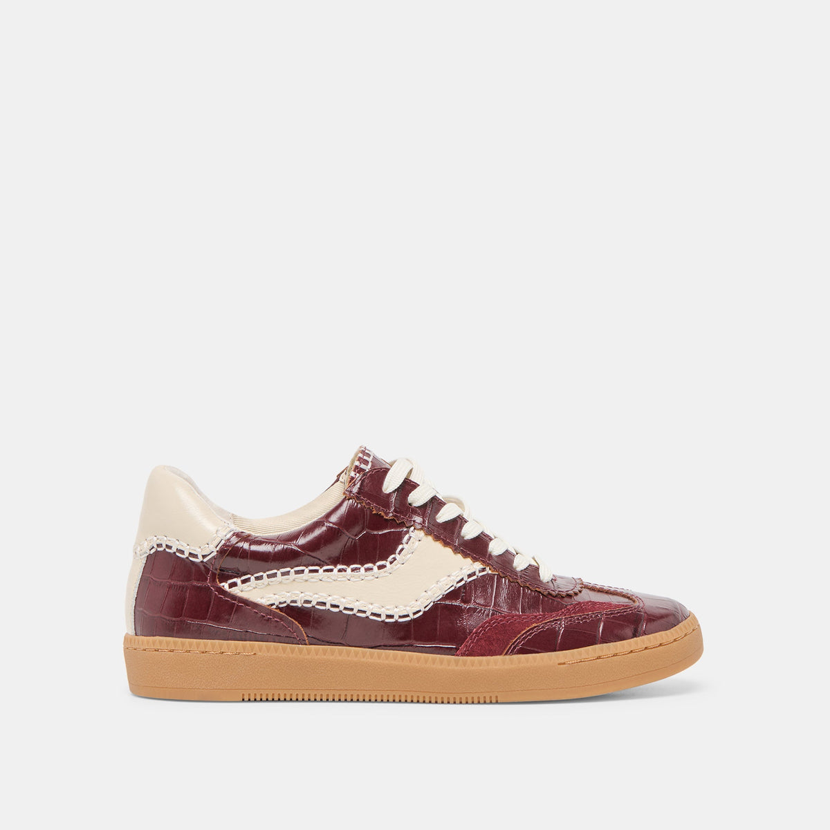 Dolce Vita NOTICE STITCH SNEAKERS OXBLOOD CROCO EMBOSSED LEATHER