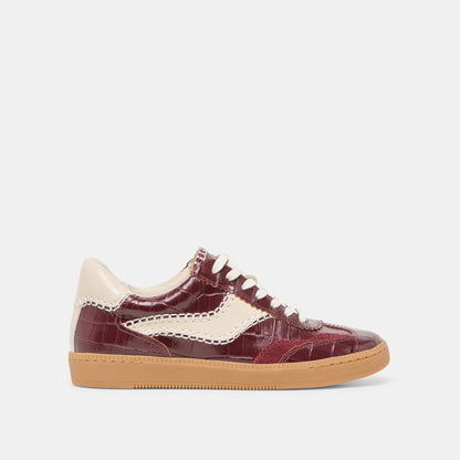 Dolce Vita NOTICE STITCH SNEAKERS OXBLOOD CROCO EMBOSSED LEATHER