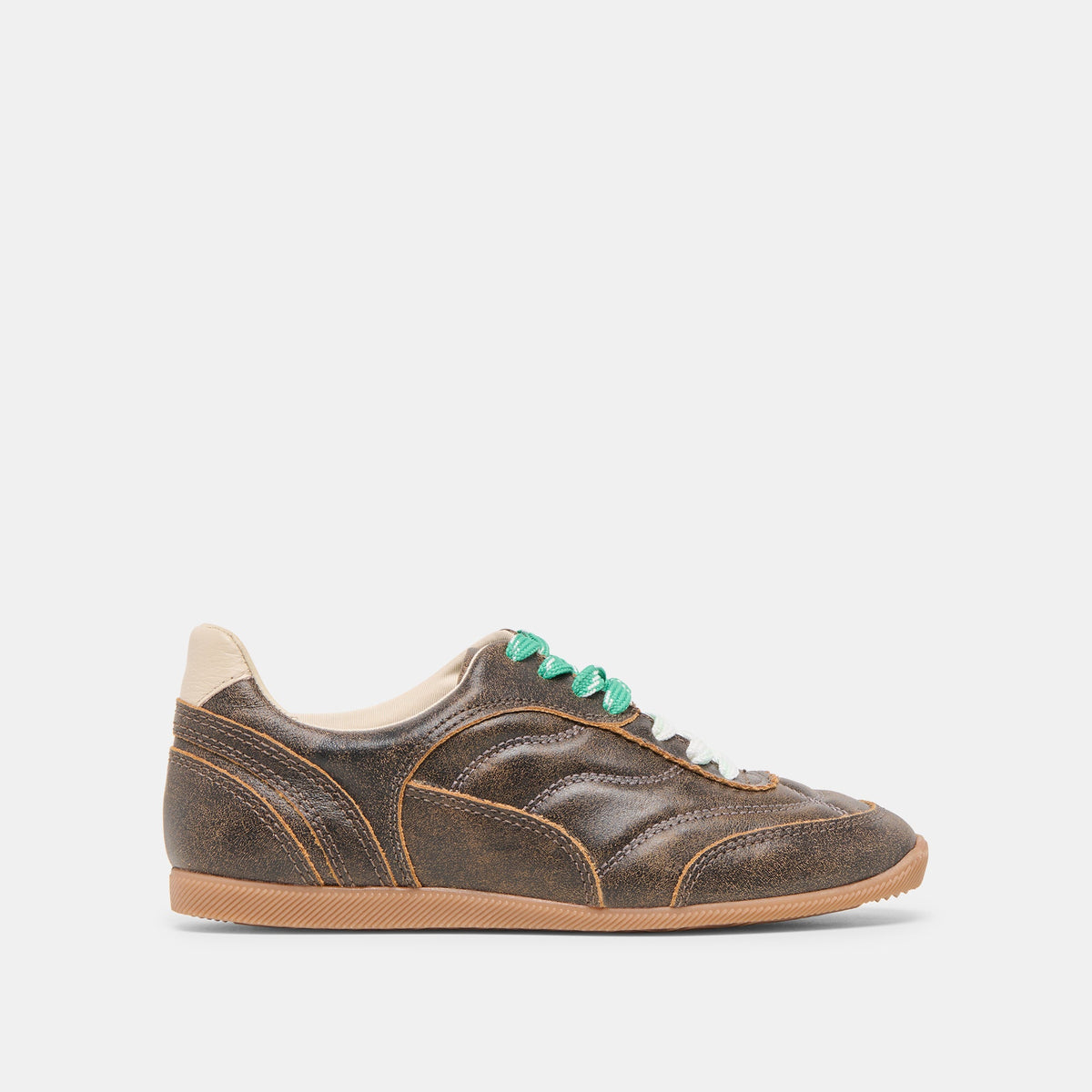 Dolce Vita Laini Brown Distressed Leather Sneakers
