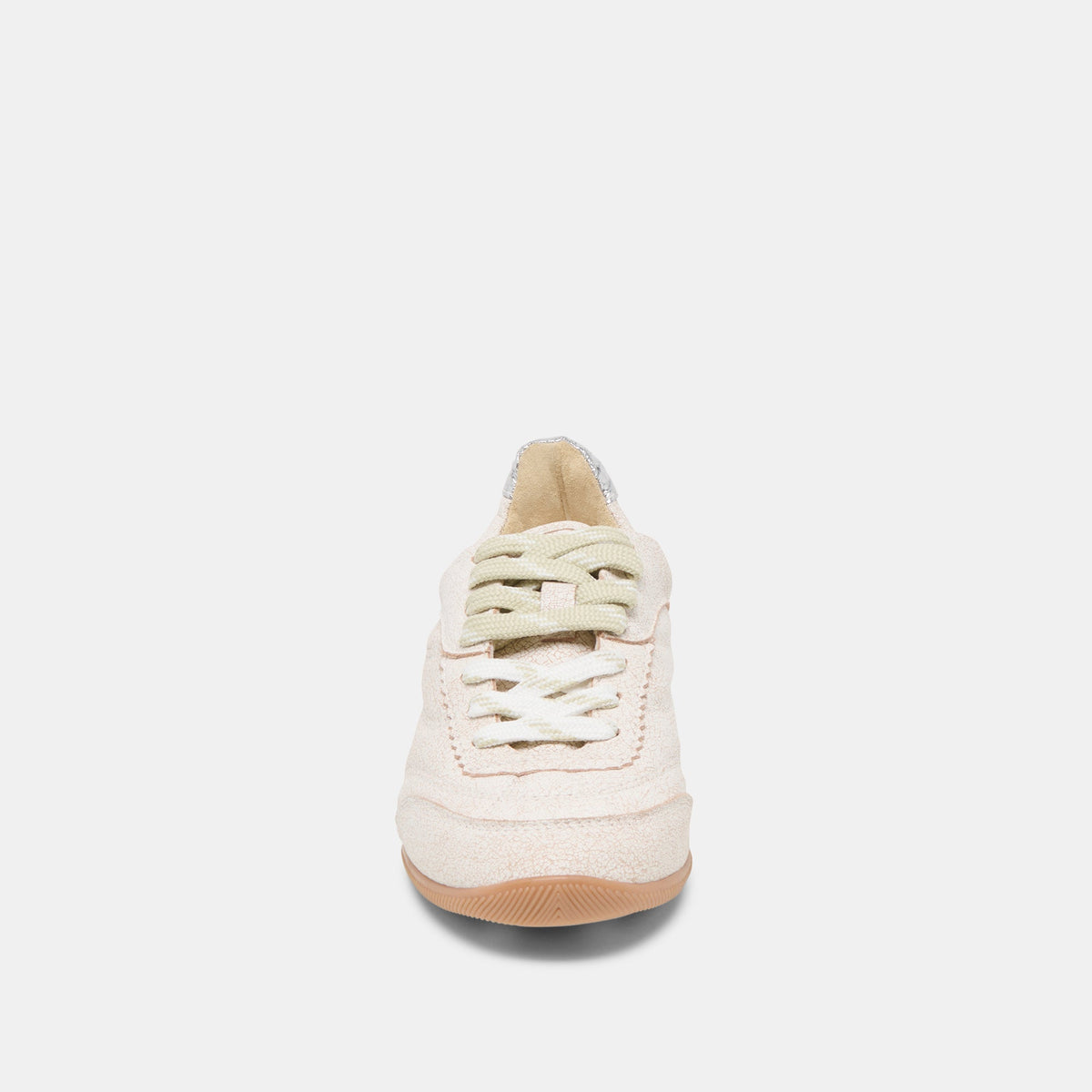 Dolce Vita Laini Off White Crackled Leather Sneakers