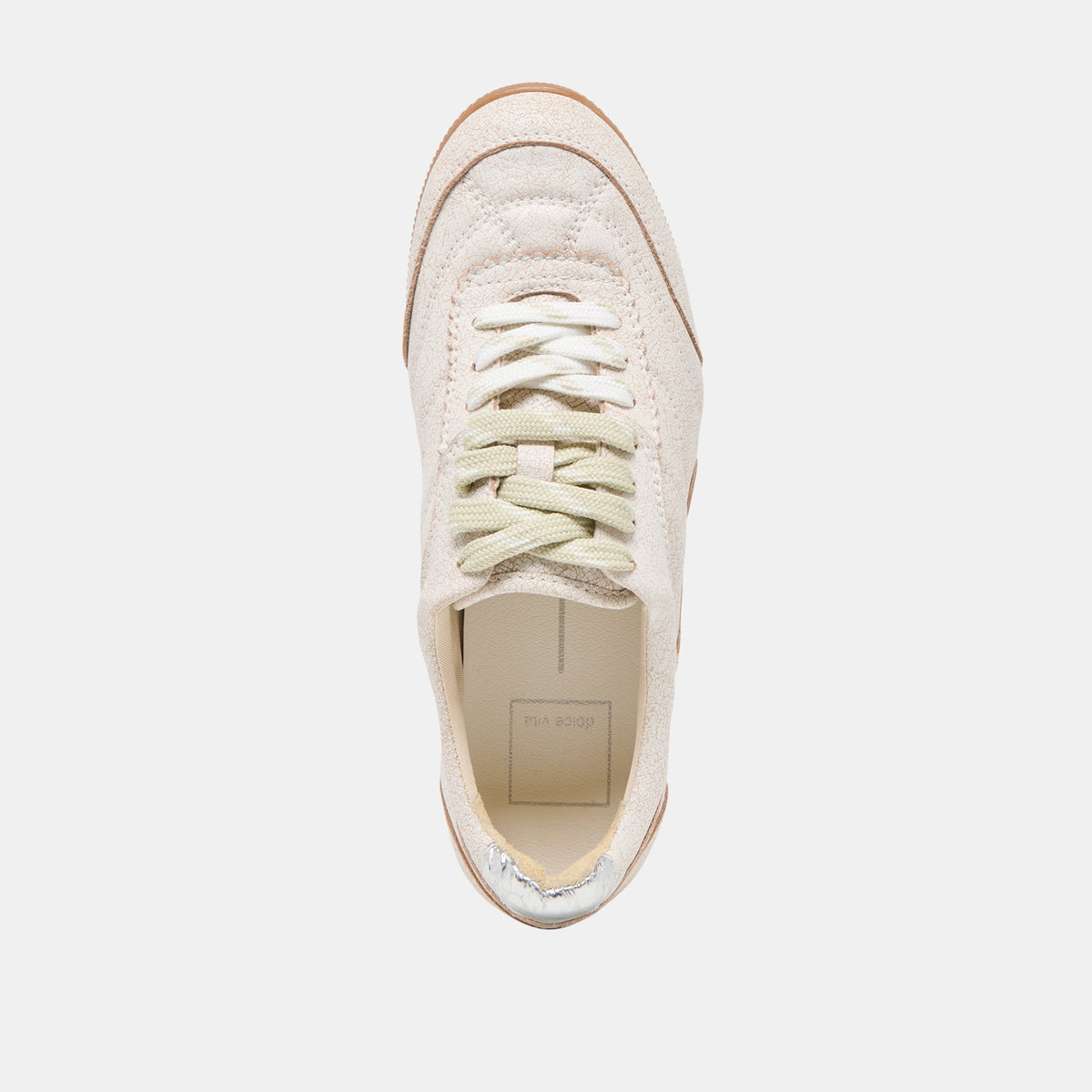 Dolce Vita Laini Off White Crackled Leather Sneakers