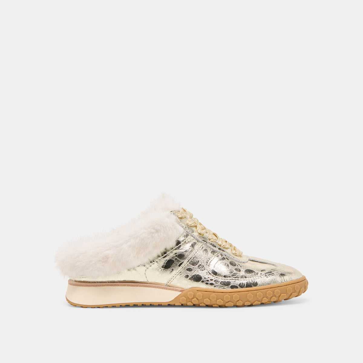 Dolce Vita Izzey Plush Platinum Leather Sneakers