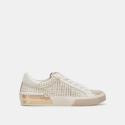 Dolce Vita Zina Bone Gold Woven Wide Sneakers