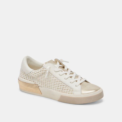 Dolce Vita Zina Bone Gold Woven Wide Sneakers