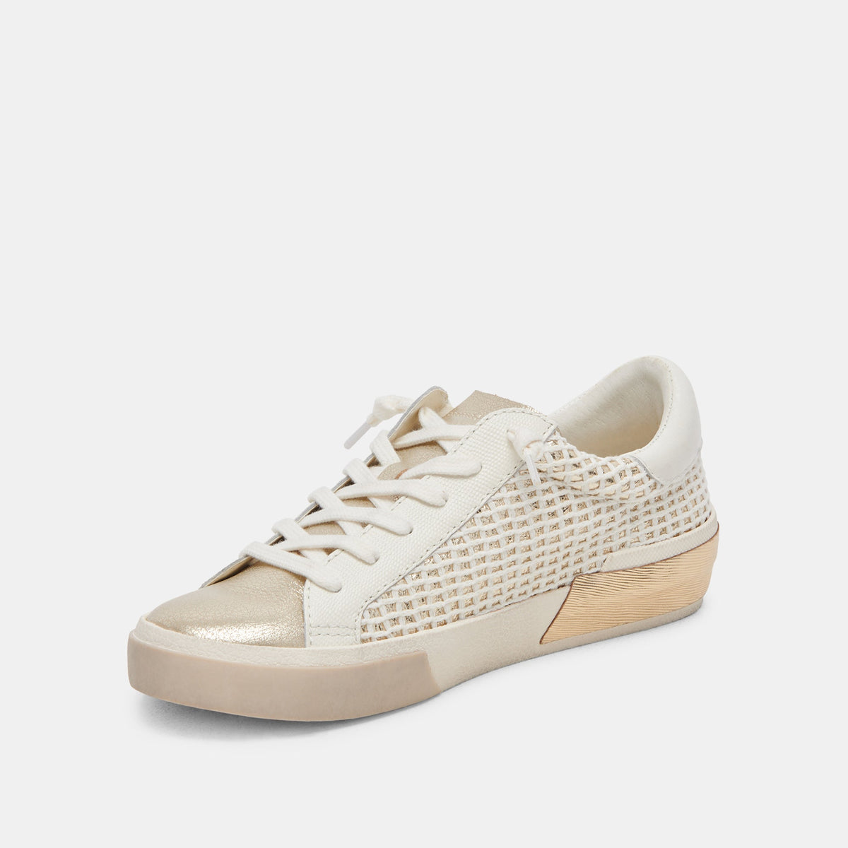Dolce Vita Zina Bone Gold Woven Wide Sneakers