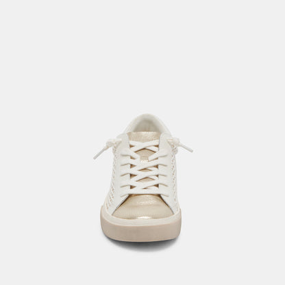 Dolce Vita Zina Bone Gold Woven Wide Sneakers