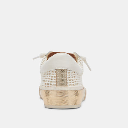 Dolce Vita Zina Bone Gold Woven Wide Sneakers
