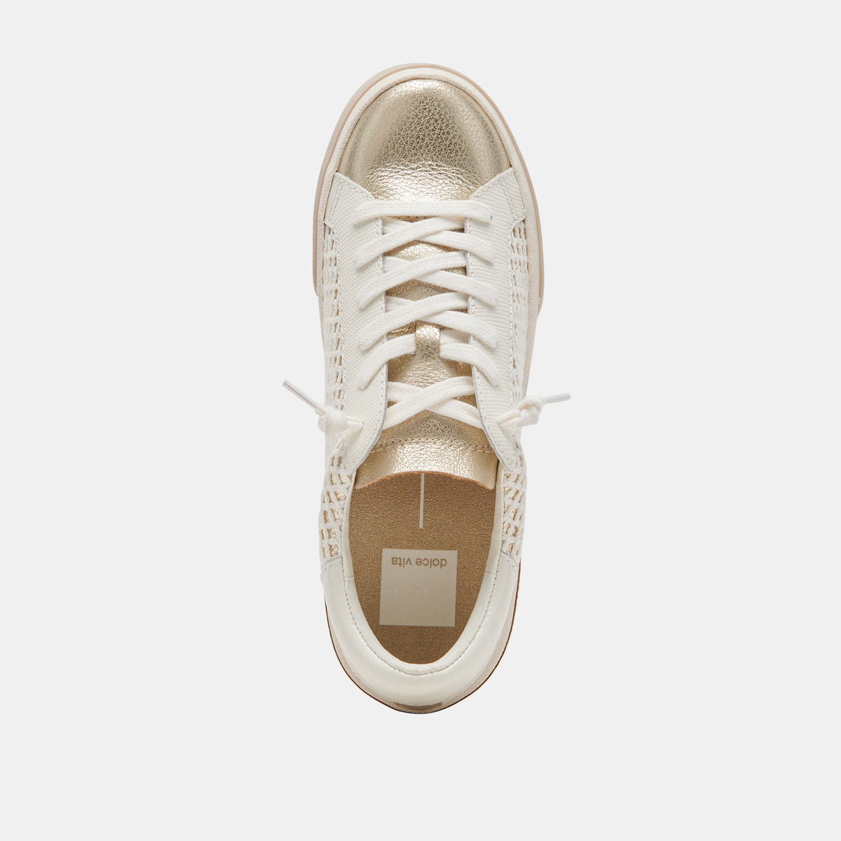 Dolce Vita Zina Bone Gold Woven Wide Sneakers
