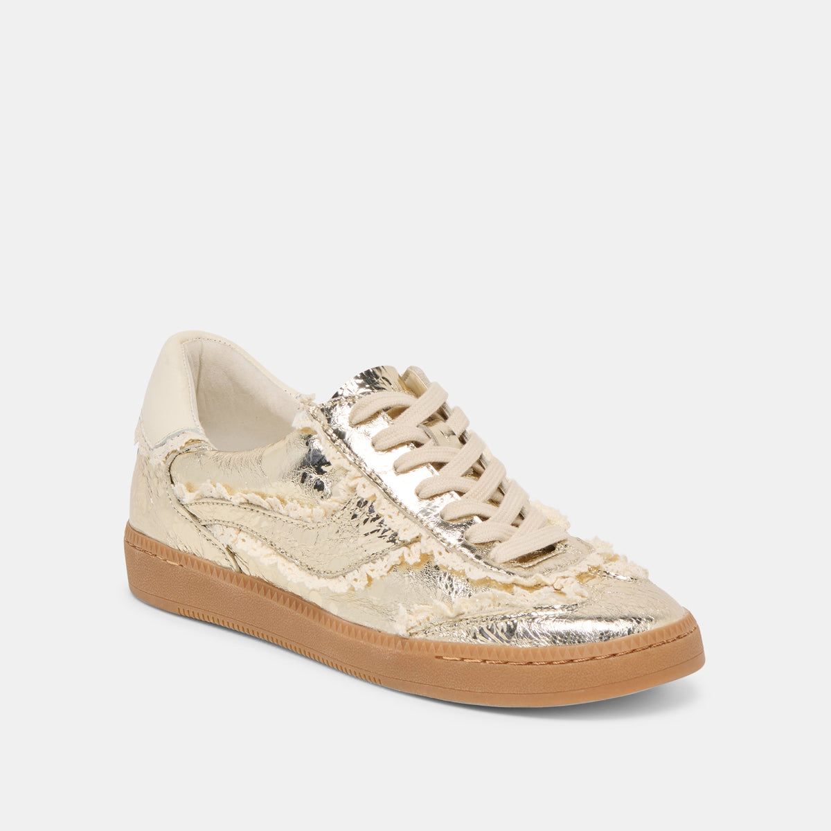 Dolce Vita Notice Lace Platinum Distressed Leather Sneakers