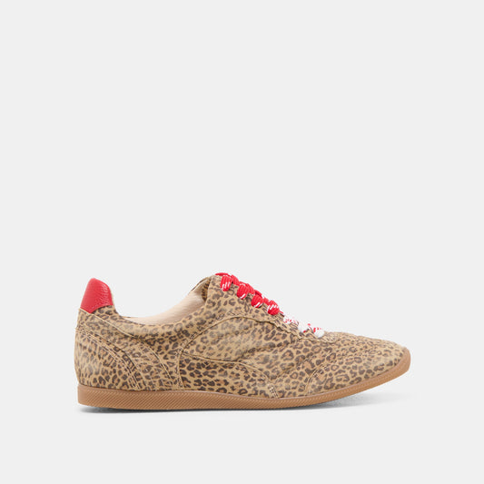 Dolce Vita Laini Tan Leopard Printed Suede Sneakers