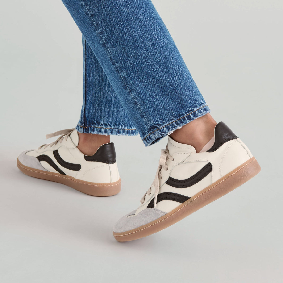 Dolce Vita Rebel White Black Leather Sneakers