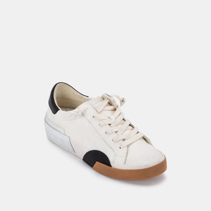 Dolce Vita Zina Wide Sneakers White Black Leather