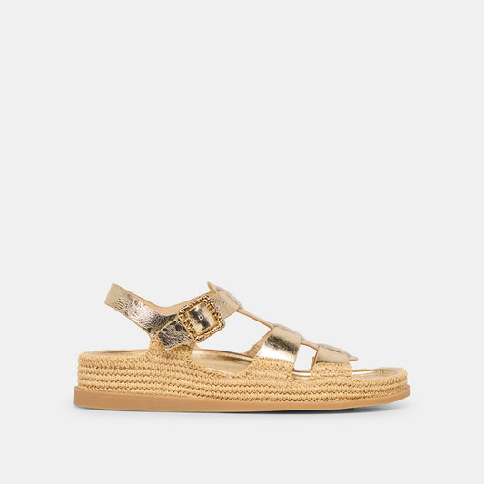 Dolce Vita Shenna Gold Distressed Leather Sandals