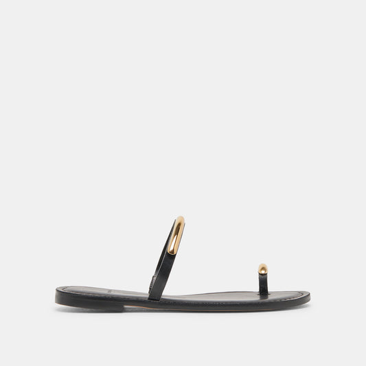 Dolce Vita WINK WIDE SANDALS BLACK LEATHER
