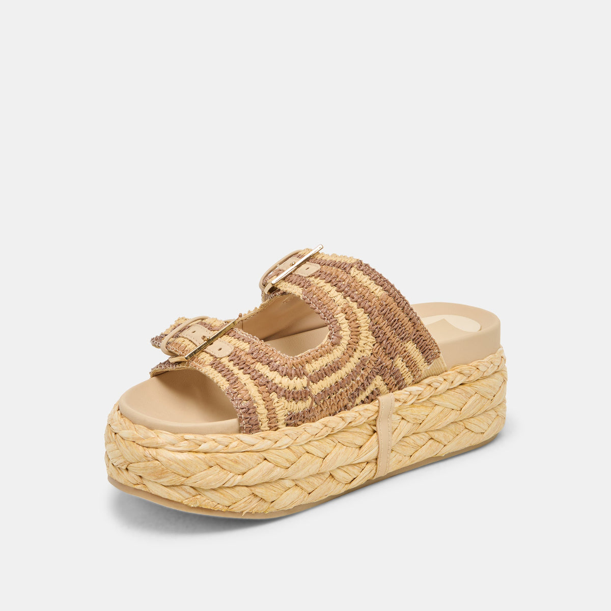 Dolce Vita Falyn Brown Natural Woven Raffia Sandals