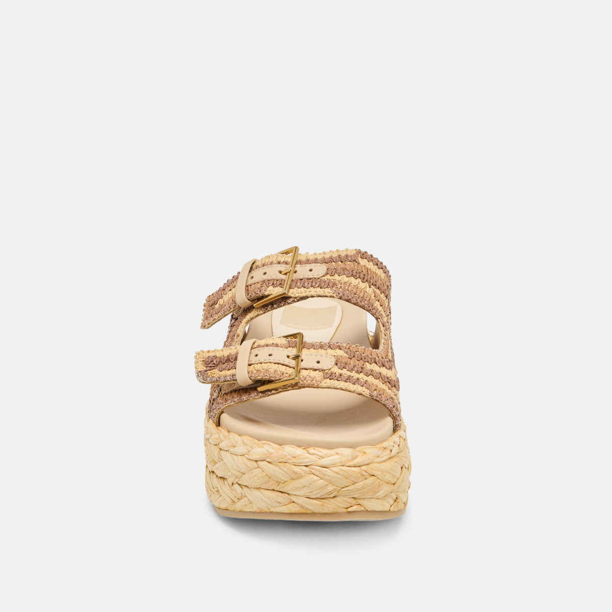 Dolce Vita Falyn Brown Natural Woven Raffia Sandals