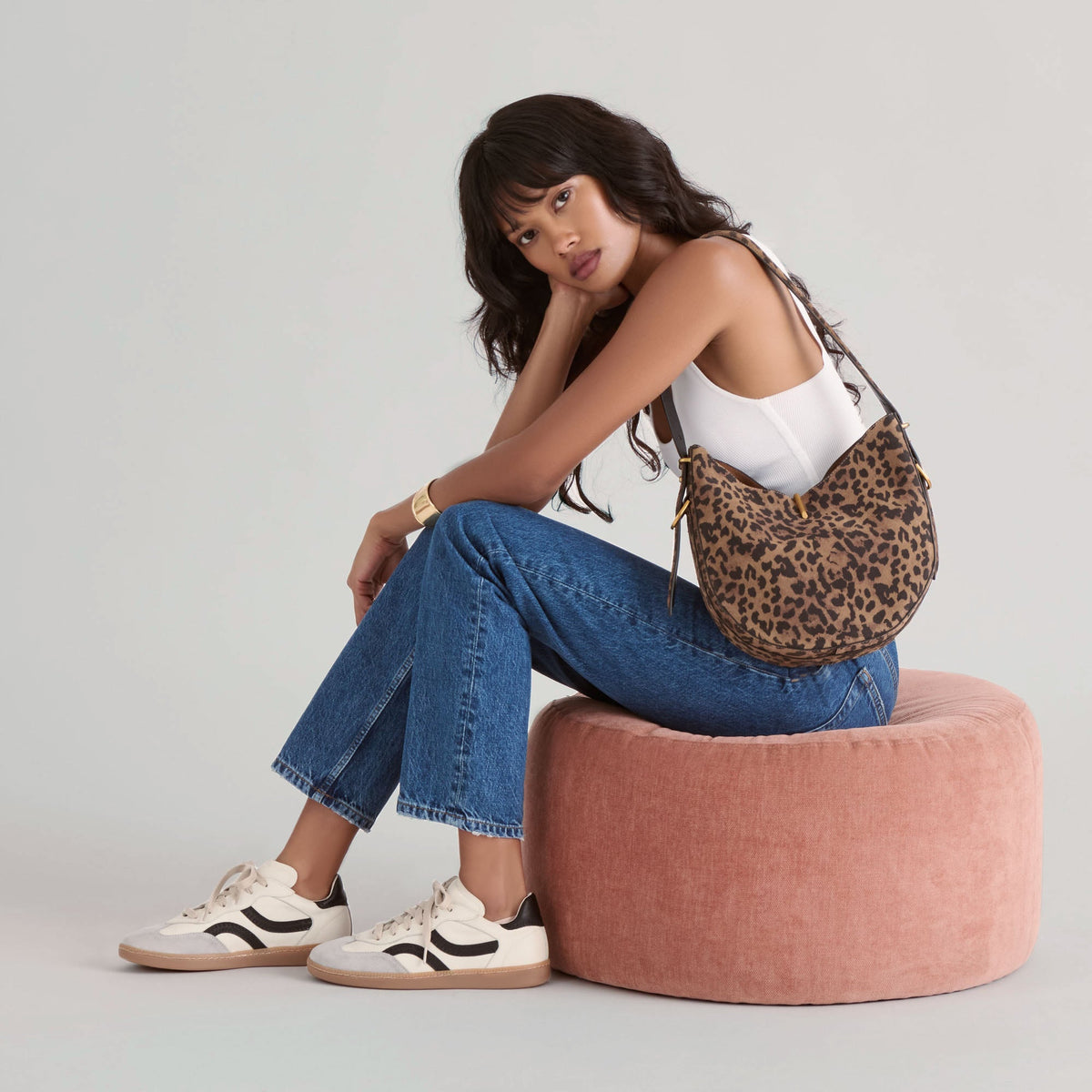 Dolce Vita Bree Leopard Suede Shoulder Bag