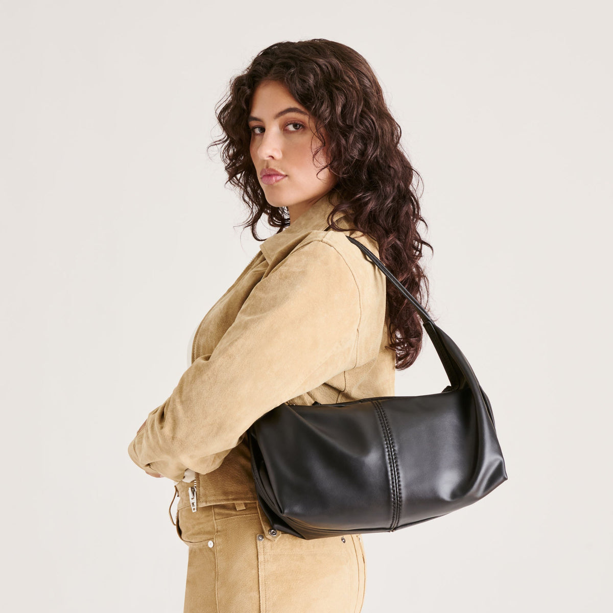 Dolce Vita Billy Black Leather Shoulder Bag