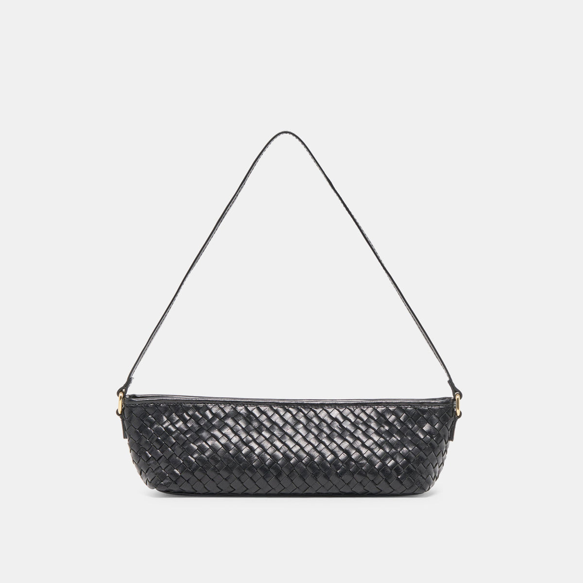 Dolce Vita Savaii Black Woven Leather Shoulder Bag