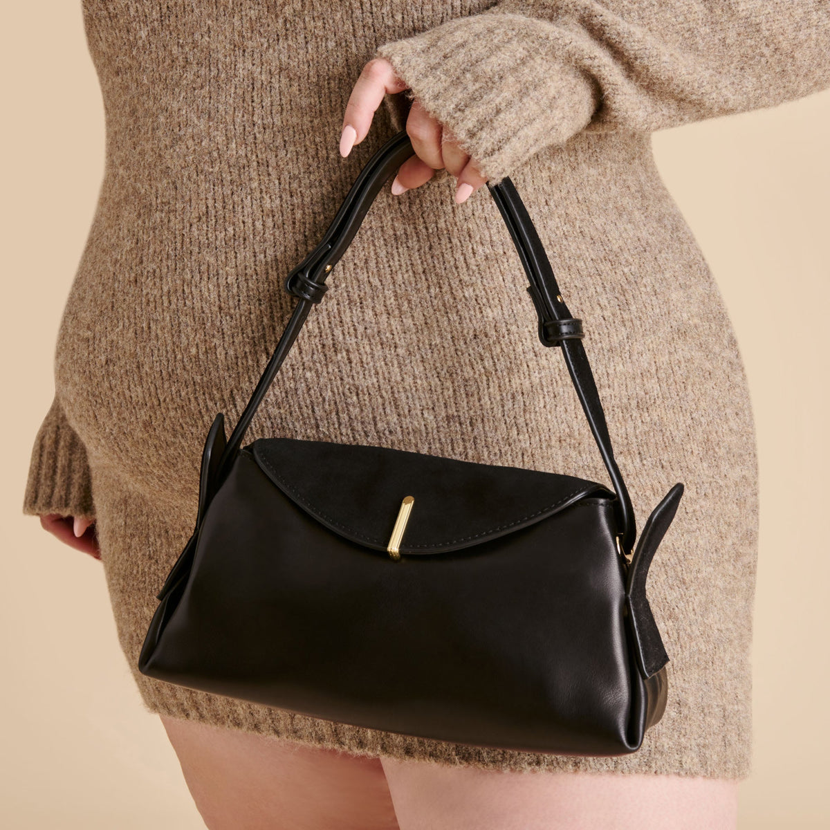 Dolce Vita Devyn Black Leather Shoulder Bag