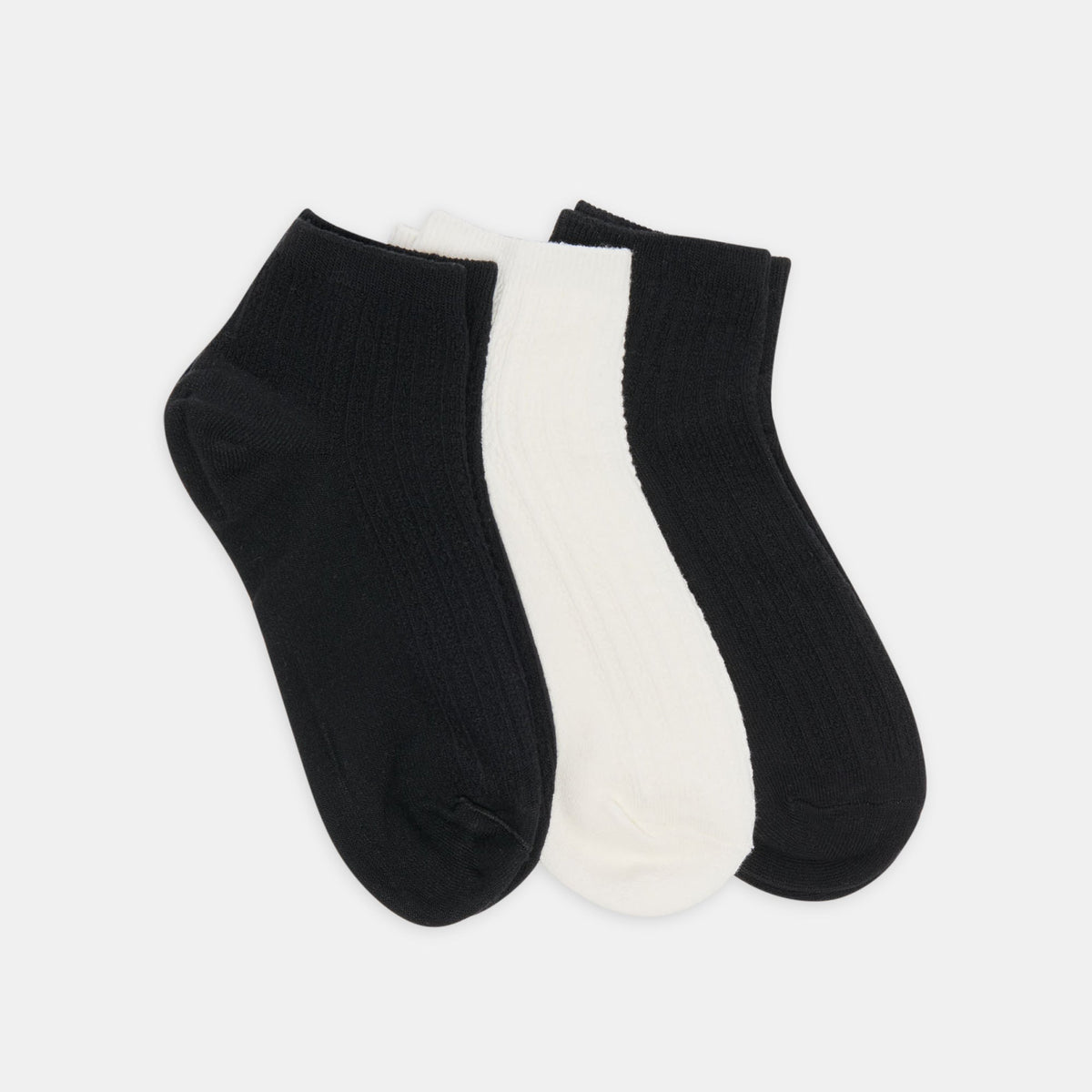 Dolce Vita 3 Pack Cable Anklet Black White Socks