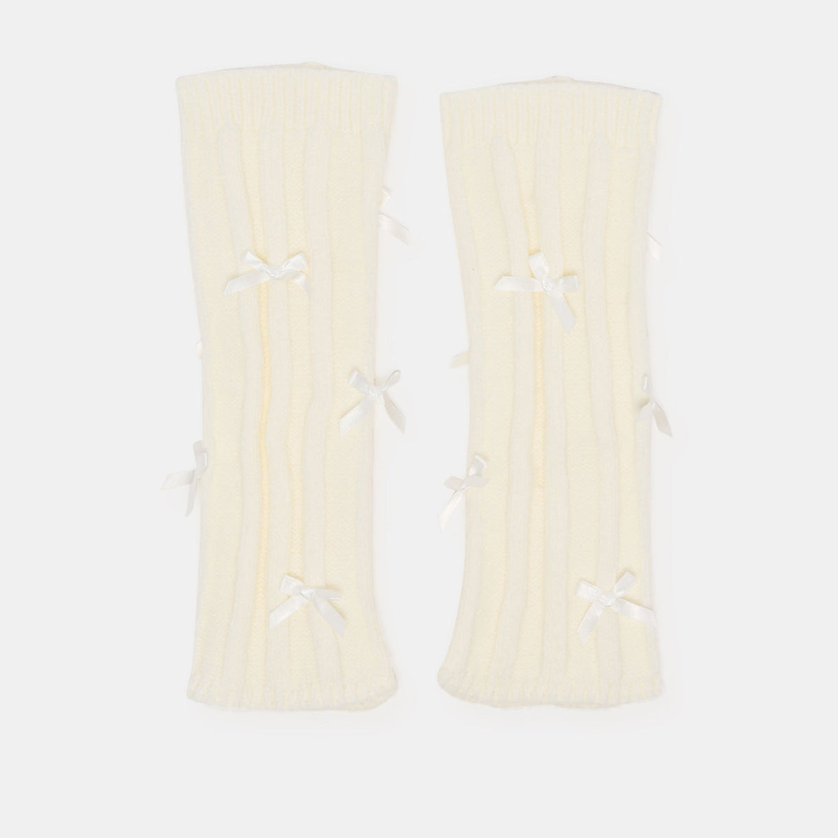 Dolce Vita Satin Bow Ivory Leg Warmers