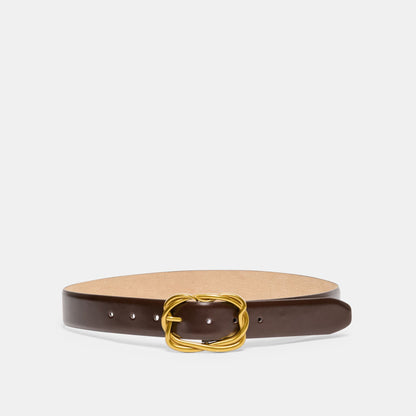 Dolce Vita Braided Mahogany Gold Buckle Belt