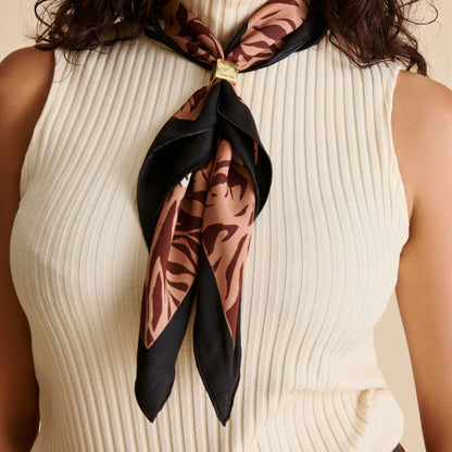 Dolce Vita Animal Print Brown Multi Silk Scarf
